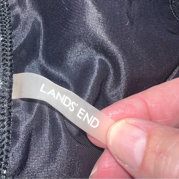 Lands End Tankini Swim Top Swimwear Size 12 Black White Polka Dots Banded Bottom - Picture 7 of 7